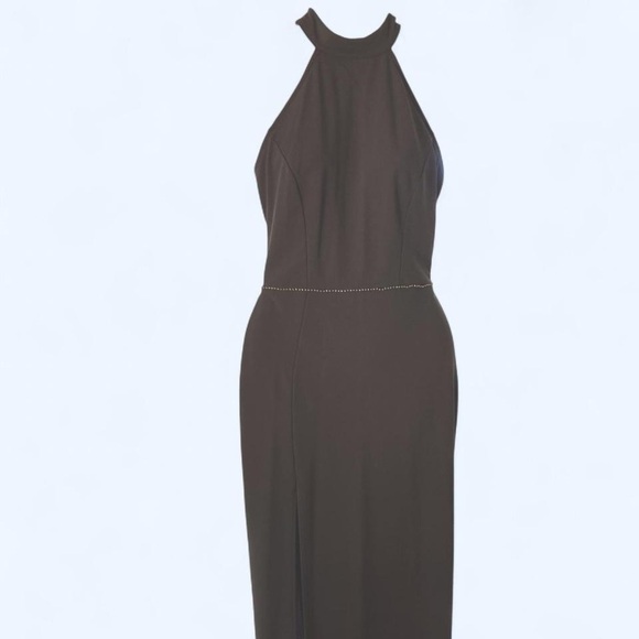 Windsor Elegant Grey Halter Dress with beaded waist M - Picture 1 of 5